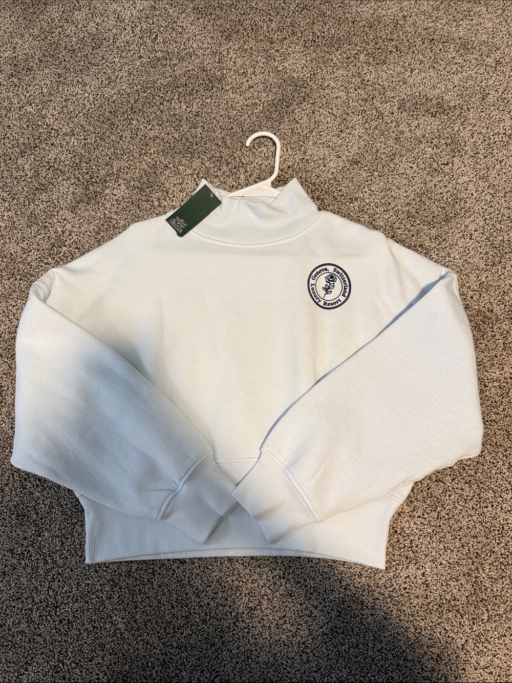 Women's Baby Blue Mock Neck Sweatshirt with Logo